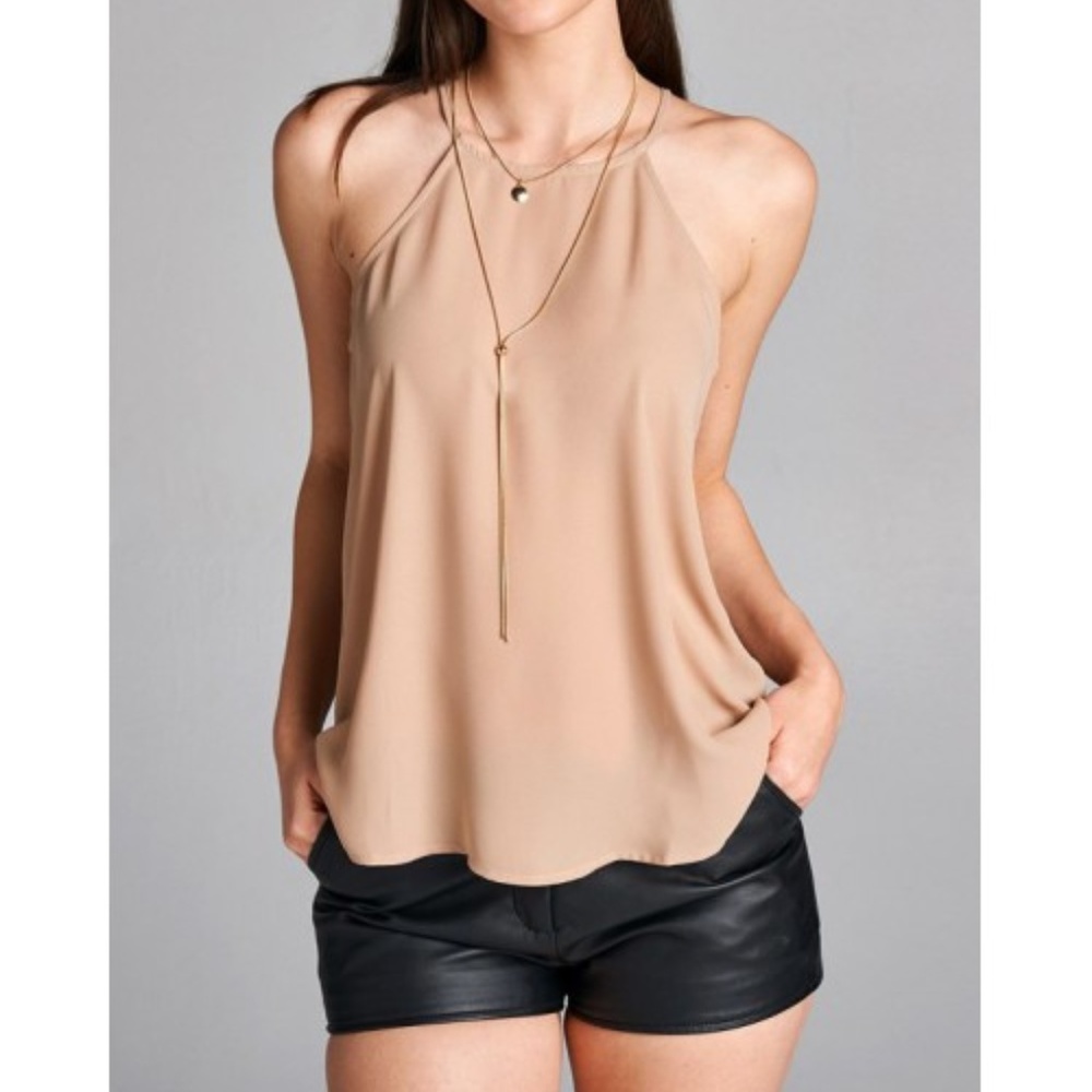 LAST 4! 💕 Khaki Sleeveless Halter Neck Swing Top